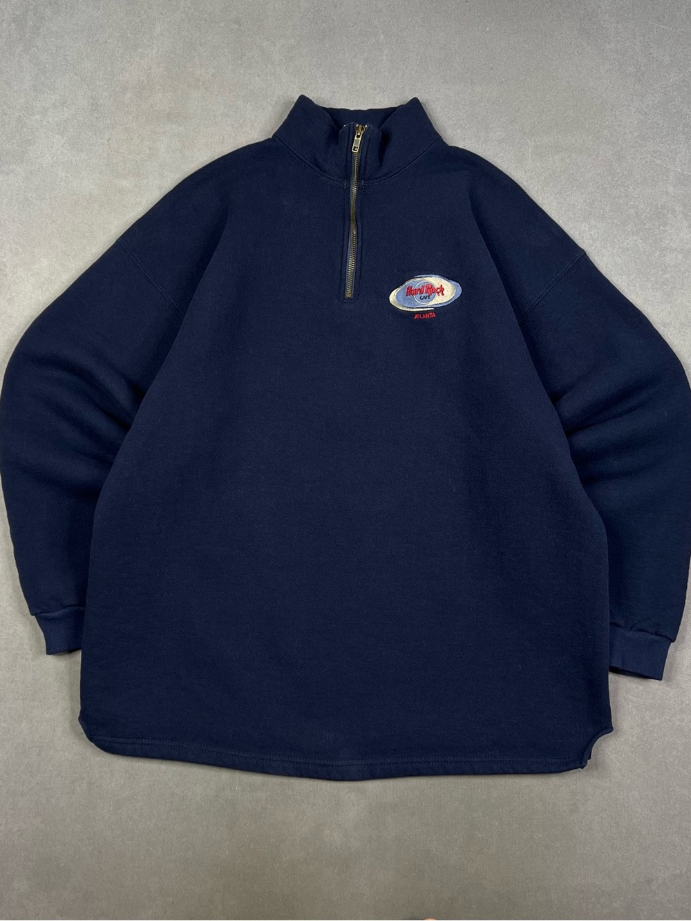 Vintage Hard Rock Cafe Navy Half-Zip Pullover Sweatshirt